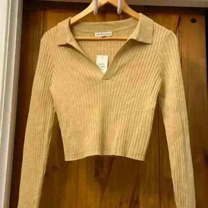 And Now This~Woman’s Crop Ribbed Sweater ~Size Small~Camel Brown NWT